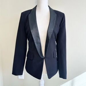 Dylan Gray 10 Women's Black Blazer with Leather Trim Lapel Cruise Time NWT